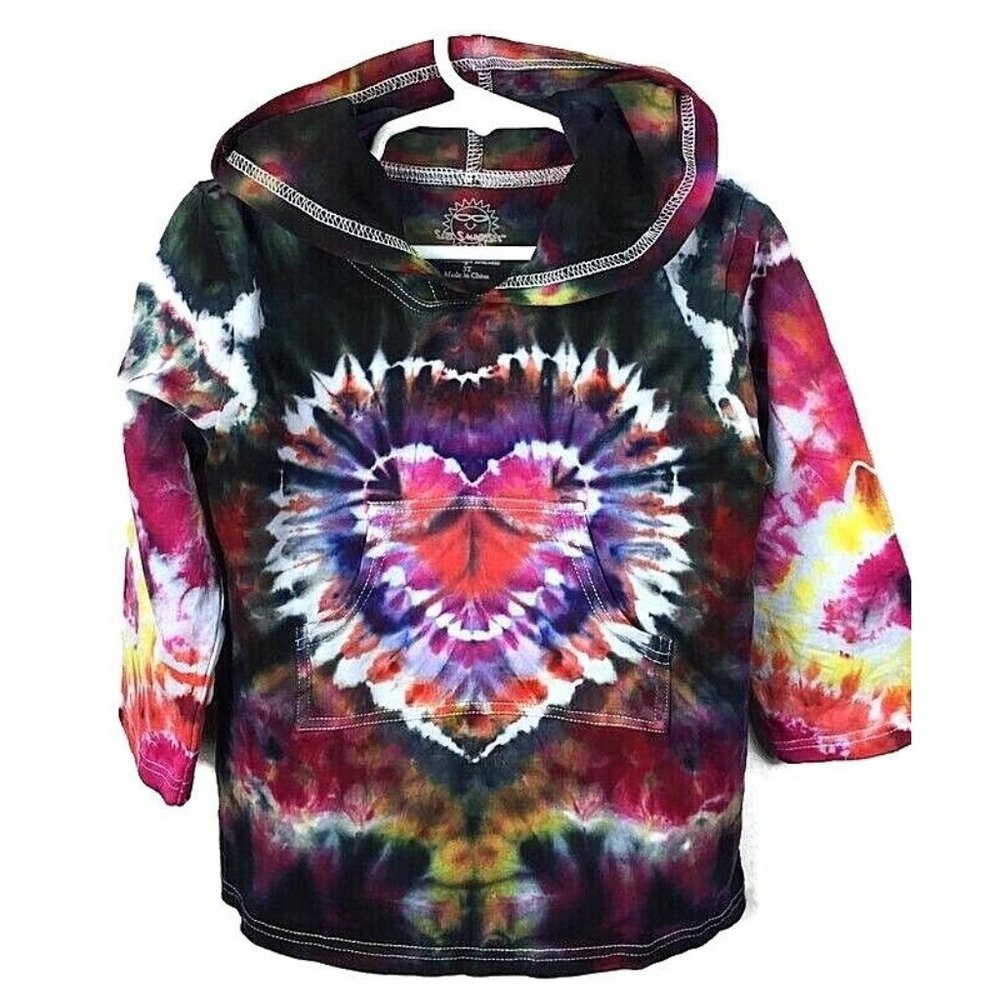 One Step Ahead Sun Smarties Hooded Coverup Girls 3T Hand Tie Dyed